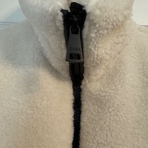 SAM. Carson Fleece Bomber Coat In Matte Black/white Sherpa - Picture 5 of 8